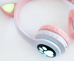 Блютуз-навушники з вушками Cat ear headphones VZV-23M Рожеві, дитячі бездротові навушники з підсвіткою - мініатюра 4
