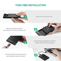Зовнішній корпус для жорсткого диска Ugreen US221 (HDD/SSD кишеня) SATA 2.5" USB 3.0 (Чорний) - мініатюра 7