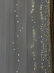 Світлодіодна гірлянда водоспад-штора Роса мішура дощ 3x3 м 900 LED тепле біле світло білий провід з пультом 8 режимів - мініатюра 5