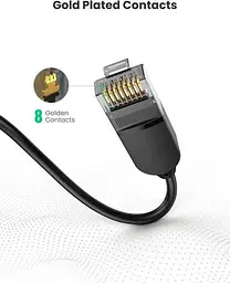 Патч корд Ugreen мережевий кабель 10 Гбіт \ Ethernet RJ45 Cat 6a круглий 0.5М Black (NW122) - мініатюра 2