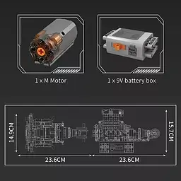 Конструктор двигун Mould King McLaren V8 Technic моторизований восьмициліндровий мотор для дітей та дорослих 737 деталей - мініатюра 8