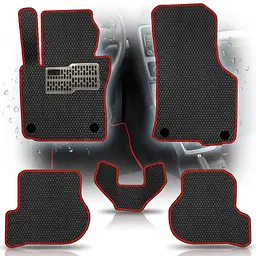 Килимки в салон EVA для Skoda Octavia A5 2004-2013 з підп'ятником Чорні-Червоний кант 5 шт
