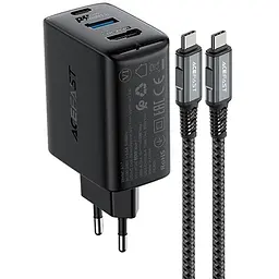 МЗП A17 PD65W GaN (1USB-A/1C/1HDMI) + кабель Type-C to Type-C Black Acefast teh0029674