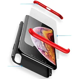 Чохол-накладка GKK 3 in 1 Hard PC Case Apple iPhone XS Red/Black - мініатюра 2