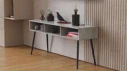 Тумба під телевізор Кентуккі Ferrum-decor 45x139x38 Чорний метал ДСП Бетон 16 мм (FRD-106727) - мініатюра 3