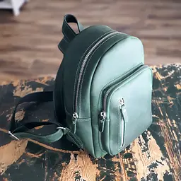Шкіряний жіночий рюкзак GS зеленый (Р002 зел) 90 - мініатюра 4