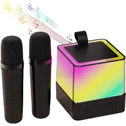 Портативна Bluetooth колонка K18 з LED-підсвічуванням 2 мікрофони чорний