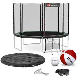 Батут Hop-Sport 12ft (366см) чорно-зелений з зовнішньою сіткою