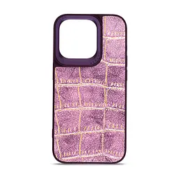 Кожаный чехол для Apple iPhone 14 Pro, Harder Crocosaur, фиолетовый, термополиуретан ТПУ + экокожа с текстурой крокодила, панель, защита корпуса, противоударный, микрофибра, рамка вокруг камеры, защита всего корпуса, (ARM76722)