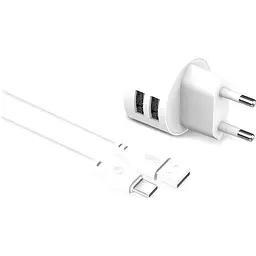 Зарядний пристрій XO L62 2.4A/2USB White - мініатюра 2
