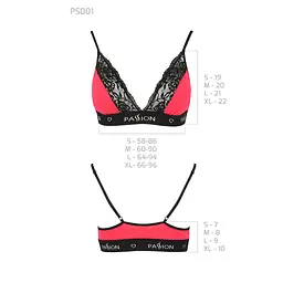 Еластичний топ з мереживом Passion PS001 TOP L, red-black - мініатюра 5