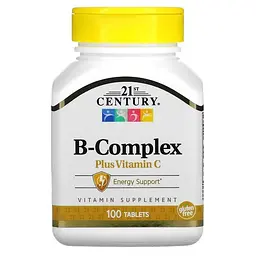 Комплекс витаминов группы B-Complex Plus Vitamin C 100 таблеток 21st Century vit0005627