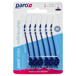 Змінні міжзубні щітки Paro slider М Ø 2.7-3.4 мм, 6 шт, для очищення міжзубних проміжків, брекетів, імплантів, коронок і мостів