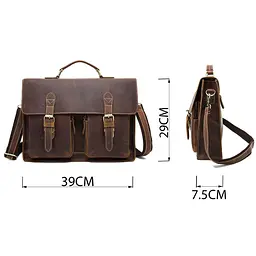 Портфель чоловічий зі шкіри 14774 Vintage рудий - мініатюра 8