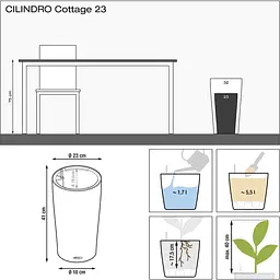 Вазон Lechuza Cilindro Cottage 23 світло-сірий (15162) - мініатюра 3