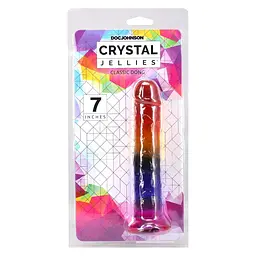 Ділдо Doc Johnson Crystal Jellies 7 Inch Classic Dong Rainbow, 17.8 см - мініатюра 5