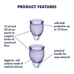Менструальні чаші Satisfyer Feel Confident Menstrual Cup 2 шт. фіолетові - мініатюра 6