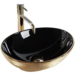 Умивальник Rea Sofia brushed gold black накладний REA-U3310, Золотий
