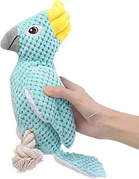 М'яка іграшка для собак Fuzzy - Bird Dog Squeaky Toy з мотузками і пищалкою, бірюзова - мініатюра 5