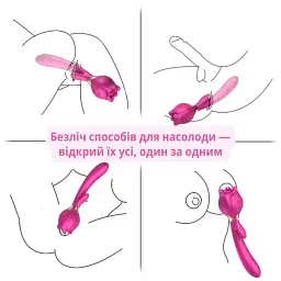 Вібратор I’MCUM Rose Twist з вібрацією, обертанням та насадками (IM-ZDB211) - мініатюра 7