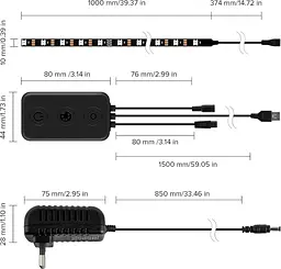 BTF-LIGHTING ПК Світлодіодне підсвічування Мікросхема WS2812B RGB IC для 13–39 дюймів Синхронізація кольорів з чотирьох сторін - мініатюра 4