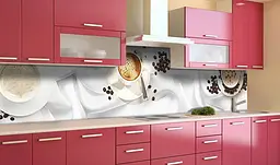 Вініловий кухонний фартух Happy Pocket Молекули Кава наклейка для кухні ПВХ Напої Сірий 60х300 см Z181582 - мініатюра 3
