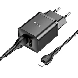 Набір блок і кабель Hoco N25 Maker + Lightning Cable dual port 2USB 2.1A білий - мініатюра 9