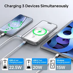 Магнитный павербанк Eissix 12000 mAh, PD 22.5W, беспроводная зарядка для iPhone 16/15/14/13/12 - миниатюра 7