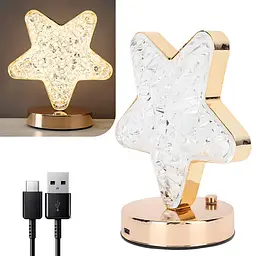 Нічник світильник 3 режими настільна кришталева лампа у формі зірки Creative Table Lamp - мініатюра 5