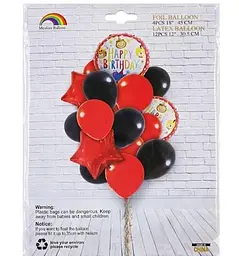 Набір повітряних фольгованих кульок Happy Birthday з зірками надувні декоративні для свят 12 шт. - мініатюра 2