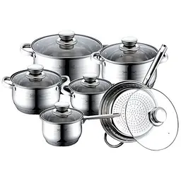 Набір каструль з кришками та сковородою Royalty Line RL-1231, 12 предметів