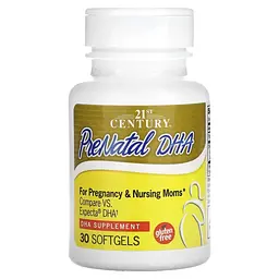 Жирні кислоти 21st Century PreNatal DHA, 30 капсул