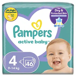 Підгузки Pampers Active Baby Maxi дитячі одноразові розмір 4 9–14 кг 46 шт (Pampers4Active BabyMaxi54)
