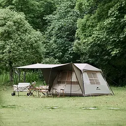 Намет Naturehike Village CNK2300ZP022 з навісом малий коричневий - мініатюра 2