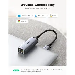 Перехідник USB 3.0 AM to RJ45 Ethernet 1000Mbps CM209 Ugreen (50922) - мініатюра 7