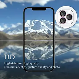 Захисне скло Metal Shine на камеру (у упак.) для Apple iPhone 15 Pro (6.1) / 15 Pro Max (6.7) Бузковий / Rainbow - мініатюра 5