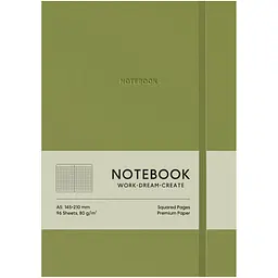 Зошит Genius А5 96 аркушів у клітинку тверда палітурка Olive Green (A5-7147K)