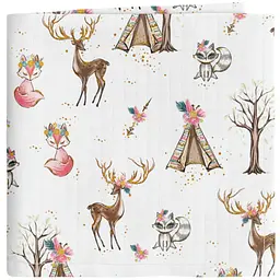 Пелюшкі муслінові Cosas Fairy Forest 110х150 см (MuslinDiapers_DeerFoxSquirrelWigwam_110x150)
