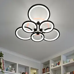 Стельова LED-люстра Diasha D8022/3+3BK з кільцевими елементами, 3 кольори світла - мініатюра 2