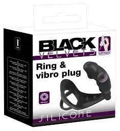 Віброкільце з анальною пробкою Black Velvets, 13.5 см (чорний) - мініатюра 6