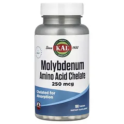 Другие минералы Molybdenum Amino Acid Chelate 250 mcg 100 таблеток KAL vit0005827