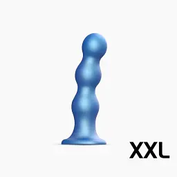 Насадка для страпону Strap-On-Me Dildo Plug Balls Blue Metallic XXL - мініатюра 2