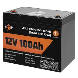 Акумулятор LP LiFePO4 12V (12,8V) - 100 Ah (1280Wh) (Smart BMS 100А) з BT пластик для ДБЖ - мініатюра 3