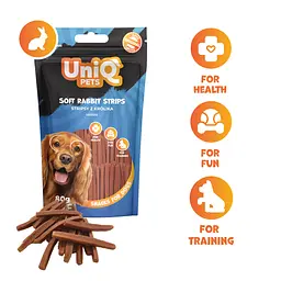 Ласощі для собак UniQ PETS М'які смужки з м'яса кролика 80 г - мініатюра 2