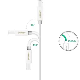 Кабель для принтера Ugreen USB-C 2.0 to BM 1.5m white (40417) - мініатюра 5