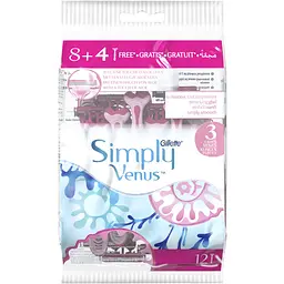 Одноразові станки для гоління Gillette Simply Venus 3, 12 шт.