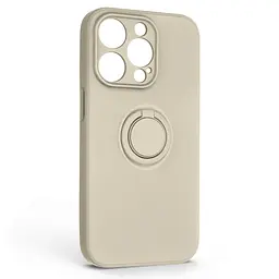 Силиконовый чехол для Apple iPhone 14 Pro, Icon Ring, слоновая кость, панель-накладка, с кольцом-подставкой на 360°, противоударный, возможность использования магнитных держателей, ArmorStandart (ARM68714)