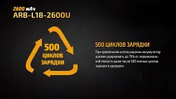 Акумулятор Li-Ion 18650 Fenix 2600 mAh з USB зарядкою - мініатюра 8