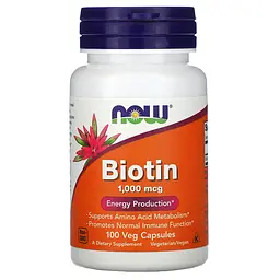 NOW Біотин, Biotin (B7) 1000 мкг - 100 капсул