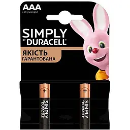 Батарейка лужна DURACELL LR03/AAA 2шт (блістер) Simply 28296